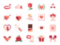 ValentineÃ¢â¬â¢s day colors icon set. Included the icons as Valentine, love, cupid, heart, couple, relationship, dating and more. Royalty Free Stock Photo